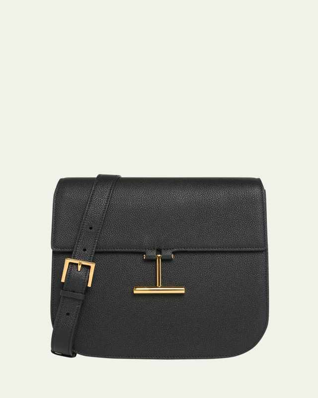 Tara Medium Crossbody in Grained Leather with Leather Strap